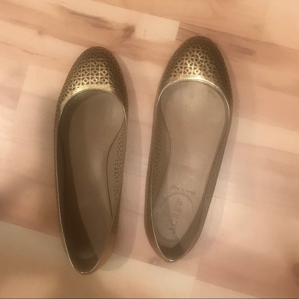 Jcrew gold flats laser cut